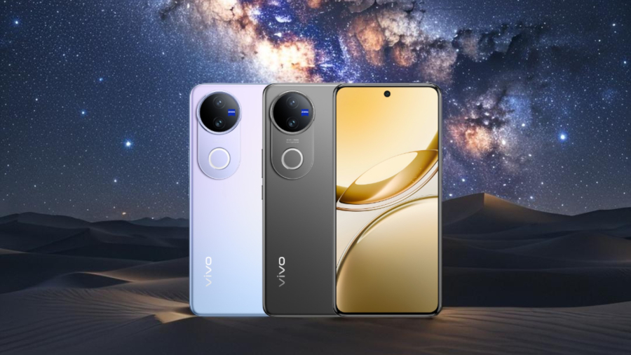 Vivo V50 ve dvou variantách na pozadí s noční oblohou