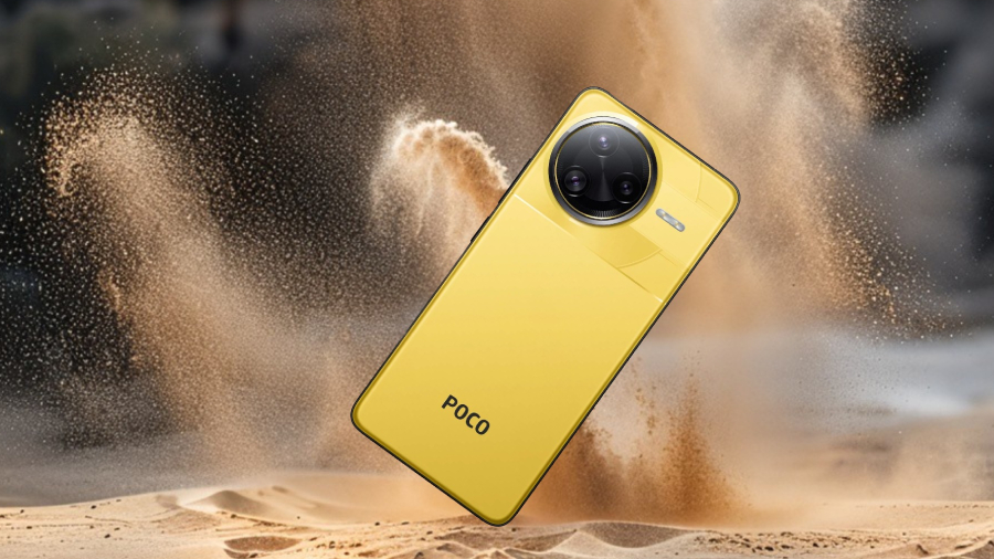 POCO F7 Ultra v rozvířeném písku