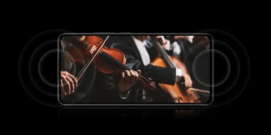 Zobrazení podpory technologie Dolby Atmos a stereo zvuku u modelu Xiaomi Redmi Note 14 5G.