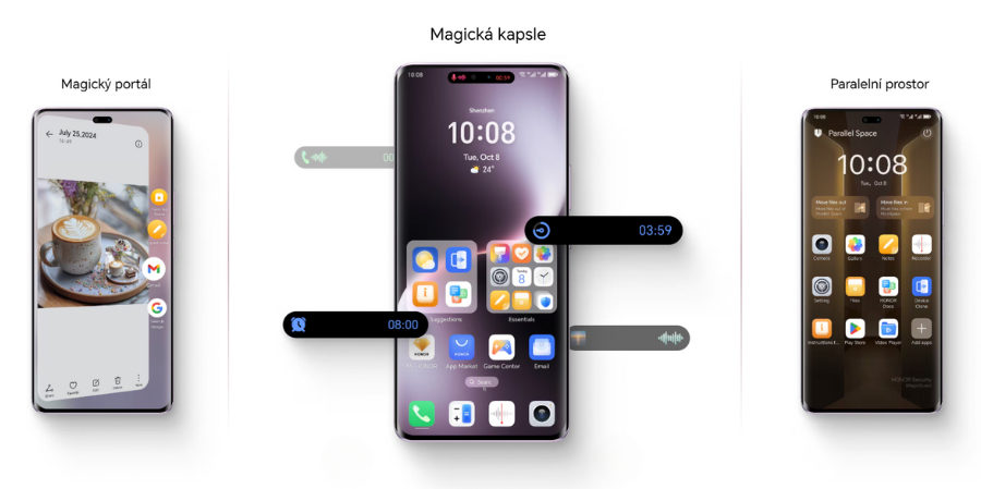 Uživatelské rozhraní MagicOS 8.0 na telefonu HONOR Magic7 Lite.