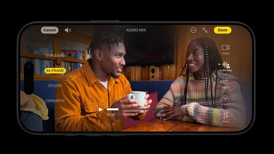 iPhone 16 Pro umí jako první natáčet 4K video v Dolby Vision při 120 fps, což zajišťuje ostrost a plynulost záběrů, které můžete dodatečně upravovat přímo v aplikaci Fotky.
