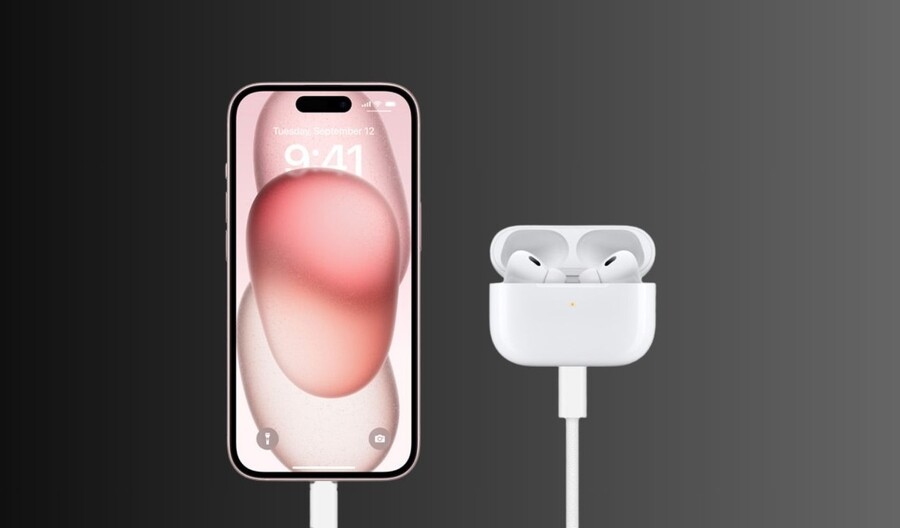 iPhone 15 poprvé přináší USB-C, které umožňuje snadné dobíjení Apple Watch nebo AirPods přímo z telefonu.