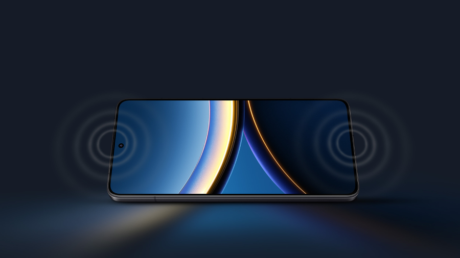 POCO F7 Pro označení reproduktorů kruhovou zvukovou vlnou