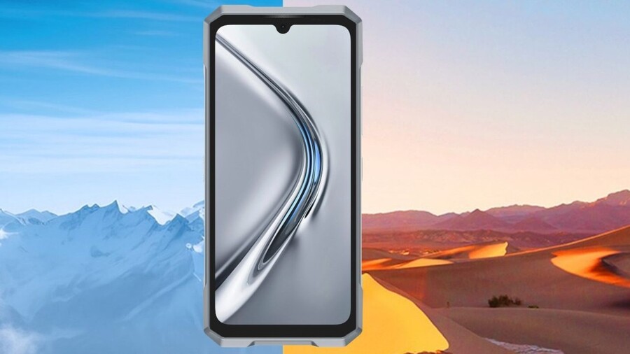 Doogee Blade GT Ultra v prostředí zasněžených hor a písečné pouště, čímž demonstruje jeho odolnost.