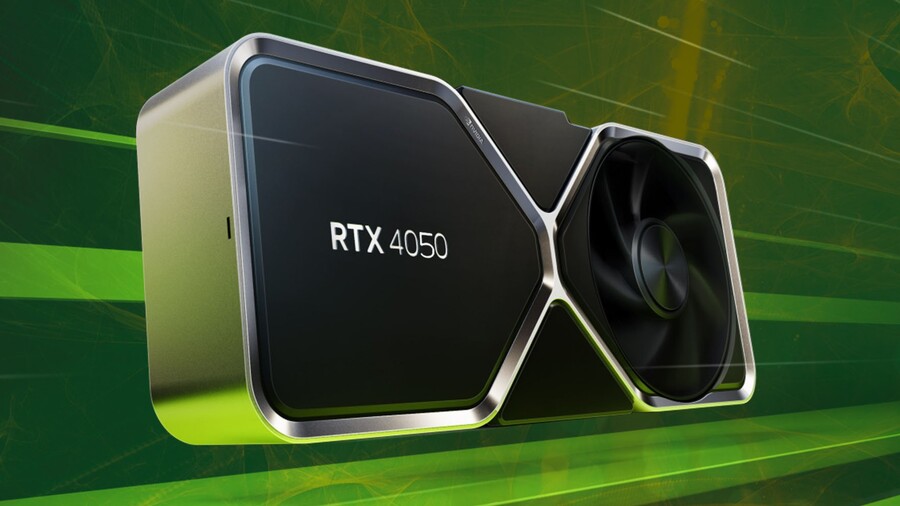 Detailní zobrazení grafické karty NVIDIA RTX 4050, která pohání herní notebook MSI Katana 17.