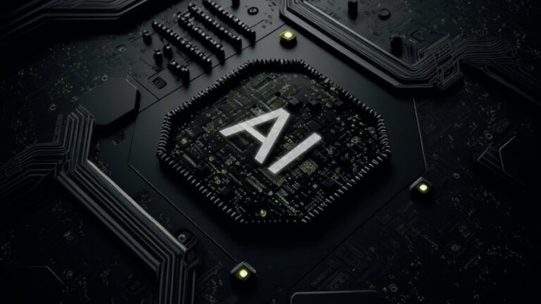 Ilustrační foto čipu AI v černém provedení.