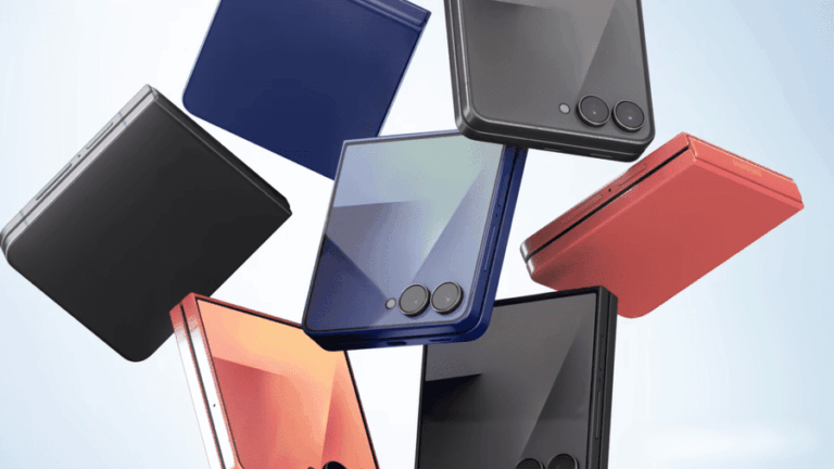 Zavřené telefony Samsung Galaxy Z Flip7 v různých barvách