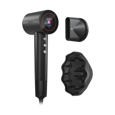 TrueLife HairDryer D9 v černé barvě a dvěma nástavci.