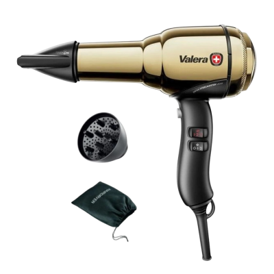 Valera Swiss Steel Master Light Gold ve zlato-černé barvě s difuzérem a vakem.