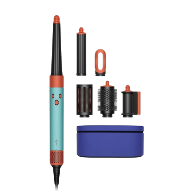 Kulmofén Dyson Airwrap i.d. Straight + Wavy v mintovo oranžové barvě s příslušenstvím.