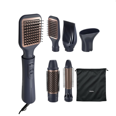 Kulmofén Philips Series 5000 BHA530/00 v černo-zlaté barvě s příslušenstvím.