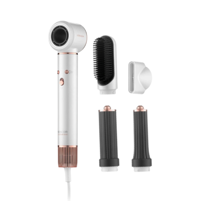 Kulmofén Sencor SHS 9100RS Artemiss v bílé barvě s příslušenstvím.