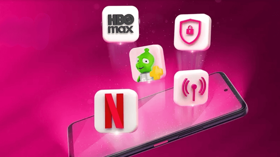 Telefon s ikonami výhod od operátora T-mobile. Ukázka aktuální nabídky operátorů