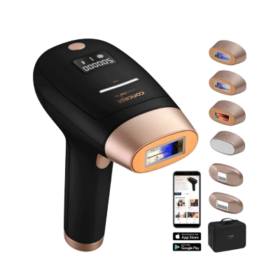 IPL epilátor Concept IL5020 Perfect Skin PRO anti age v černé barvě i se všemi svými nástavci