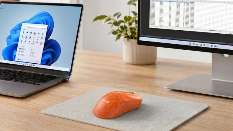 Lehká bezdrátová myš Genius NX-8260S BT na stole u PC a notebooku