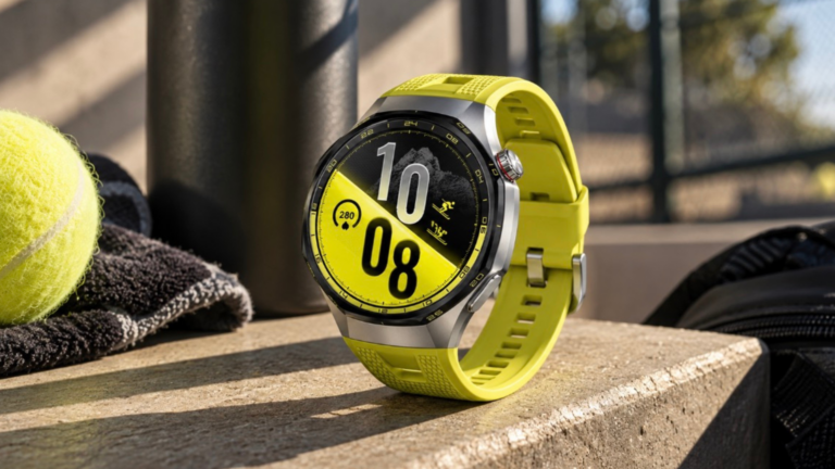Žluté chytré hodinky HUAWEI WATCH GT 7 Pro na tmavém pozadí